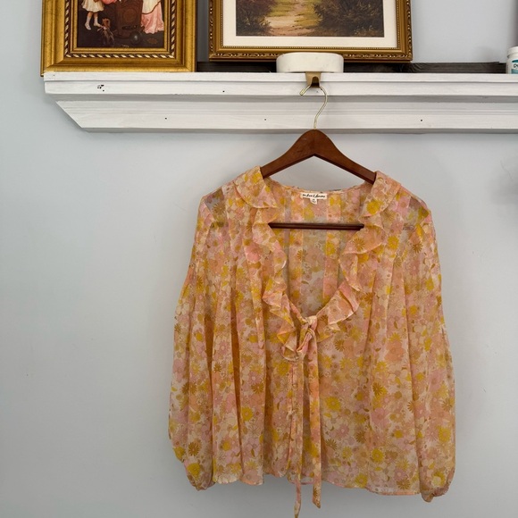 For Love and Lemons Melanie Blouse Floral size XS Oversized Flowy - Picture 5 of 12